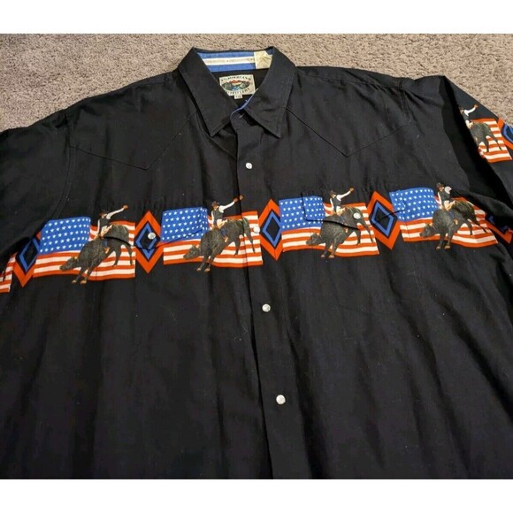 Cumberland Outfitters USA Patriotic Rodeo Western Snap Button Shirt Men's 2XL - Picture 4 of 8